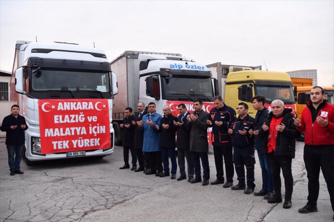 Başkentten Elazığ ve Malatya'ya yardım malzemesi taşıyan konvoy yola çıktı