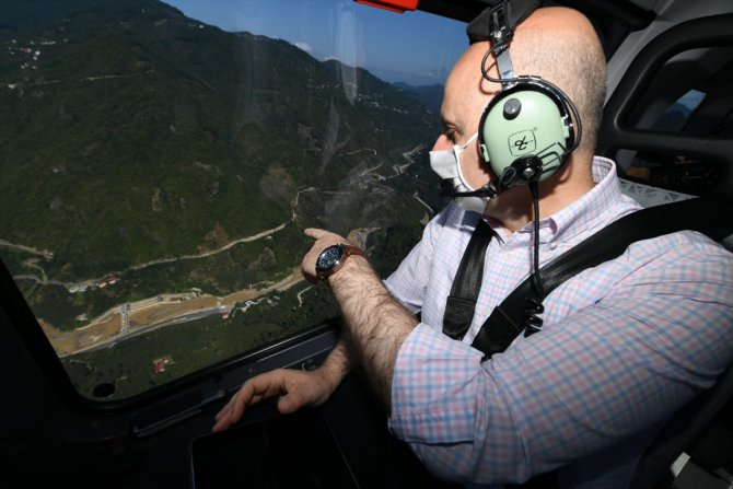 Bakan Karaismailoğlu, Giresun'da selden etkilenen bölgeleri havadan inceledi: