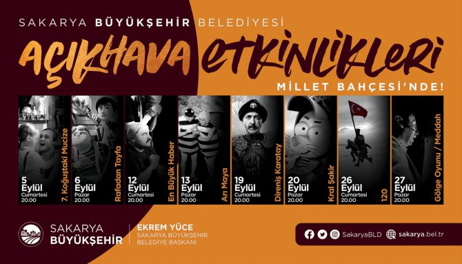 Sakarya'da eylül ayı kültür sanat etkinlikleri açık havada izleyicilerle buluşacak